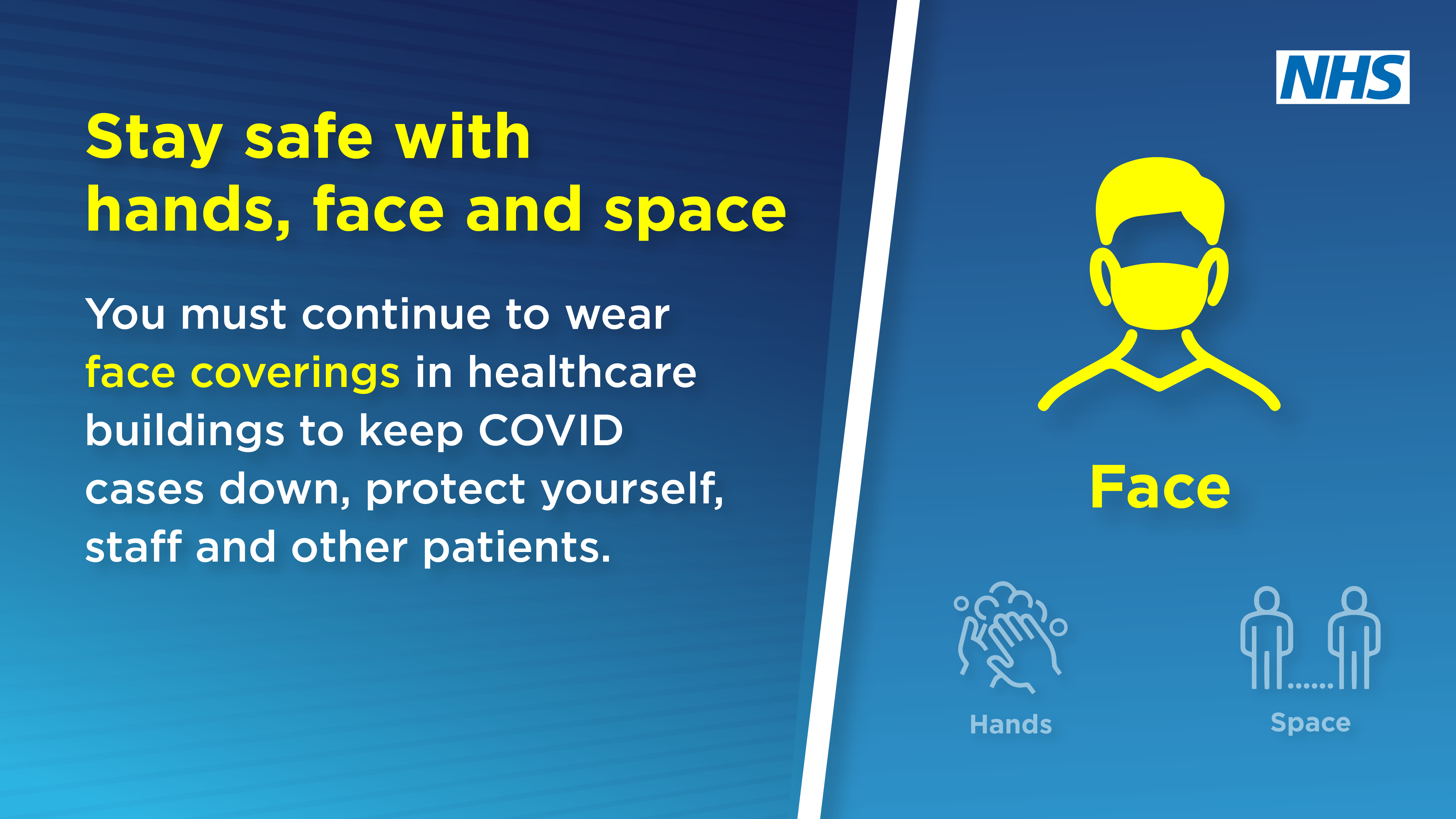 You must continue to wear face coverings in healthcare buildings